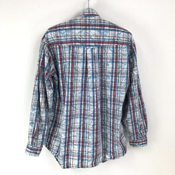 Roper Button Down Shirt Men's Large Western Casual Plaid Long Sleeve - Picture 4 of 9